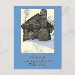 Postkarte, "Rustikale Pionierkabine im Schnee" Postkarte