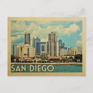Postkarte San Diego Skyline Kalifornien Vintage