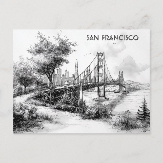 Postkarte San Francisco Black and White Travel (Vorderseite)