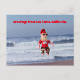 Postkarte - Santa im Wellengang