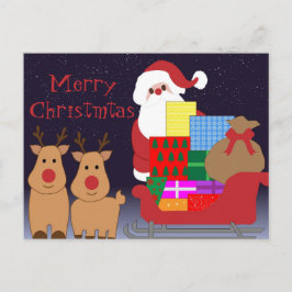 Postkarte Santa & Reindeer