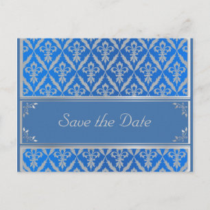Postkarte--Save the Date Fleur hellblau Ankündigungspostkarte