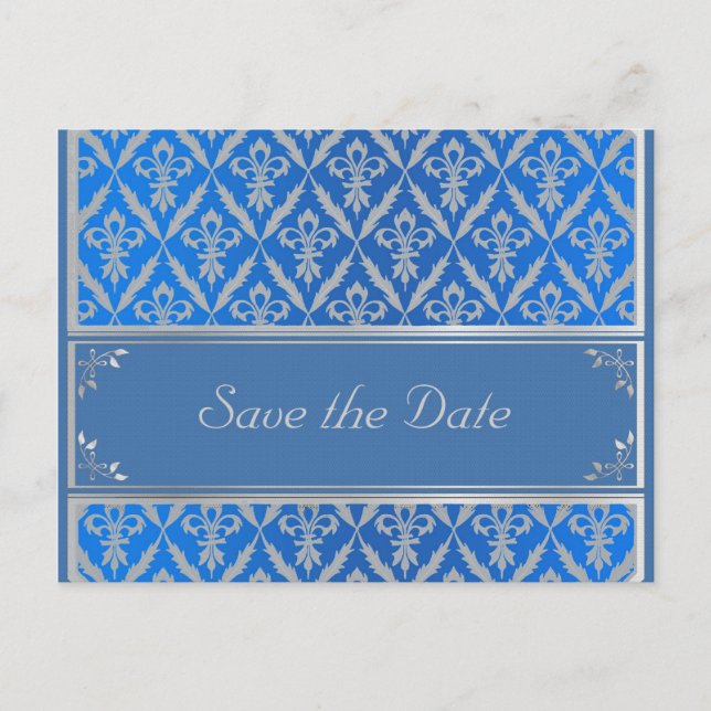 Postkarte - Save the Date Fleur Light Blue (Vorderseite)