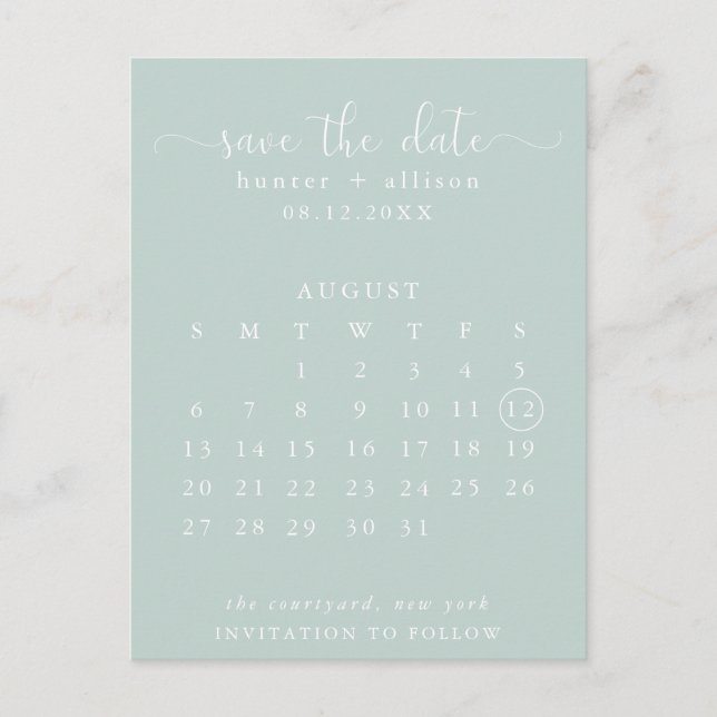 Postkarte | SAVE THE DATE | Kalender (Vorderseite)