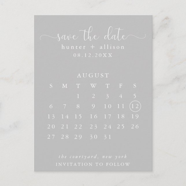Postkarte | SAVE THE DATE | Kalender (Vorderseite)