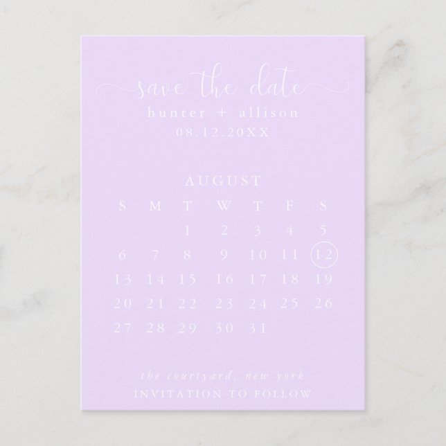 Postkarte | SAVE THE DATE | Kalender (Vorderseite)