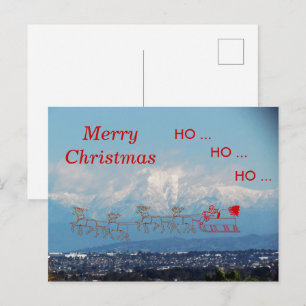 Postkarte – Schlitten und Santa über SoCal
