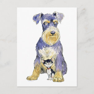 Postkarte Schnauzer & Kitten