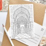 Postkarte Schwarz/Weiß Marokkos<br><div class="desc">Eine wunderschön illustrierte schwarz-weiße Postkarte mit einem atemberaubenden Flur in Marokko.</div>