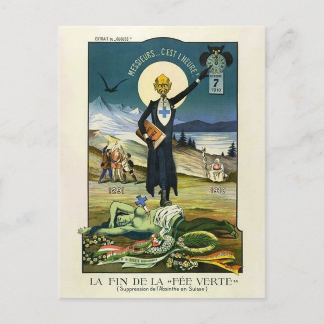 Postkarte Schweiz Absinthe Ban (Vorderseite)