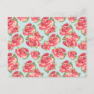 Postkarte Shabby Chic Rosen Floral Vintage