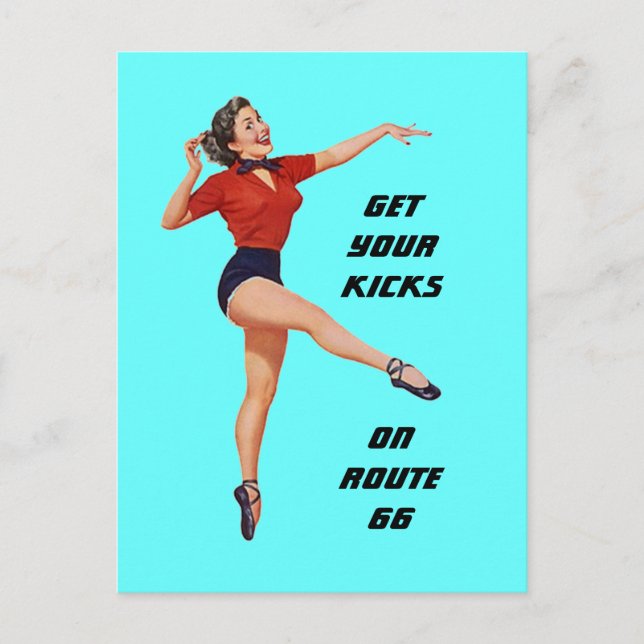 Postkarte Sie erhalten Ihre Kicks auf Route 66 - R (Vorderseite)
