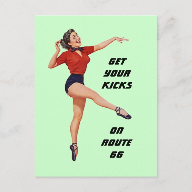 Postkarte Sie erhalten Ihre Kicks auf Route 66 - R (Vorderseite)