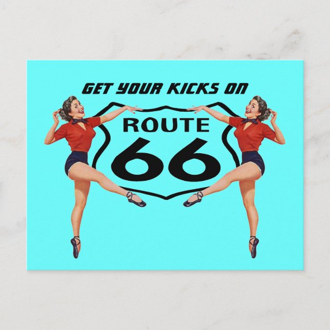 Postkarte Sie erhalten Ihre Kicks auf Route 66 - R (Vorderseite)