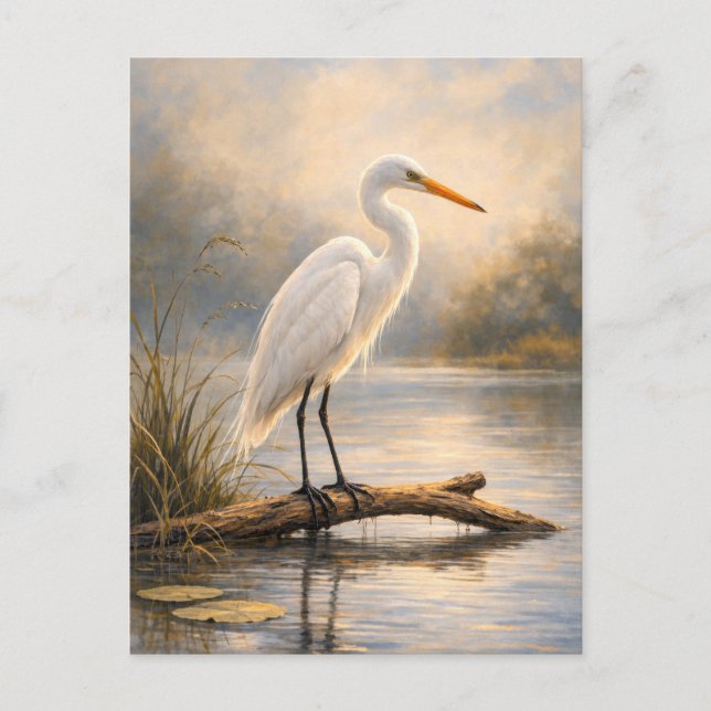 Postkarte 'Silberreiher | Küstenwildtiere' (Vorderseite)