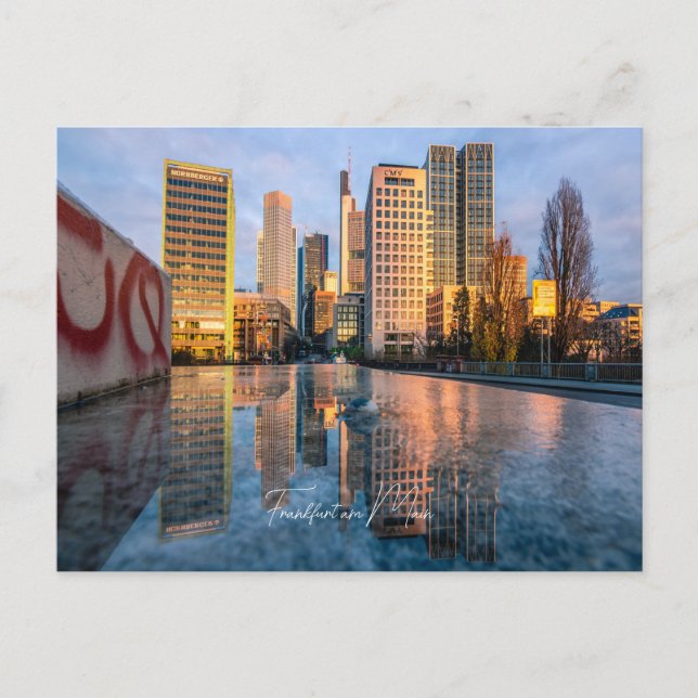 Postkarte Skyline Frankfurt am Main  (Vorderseite)