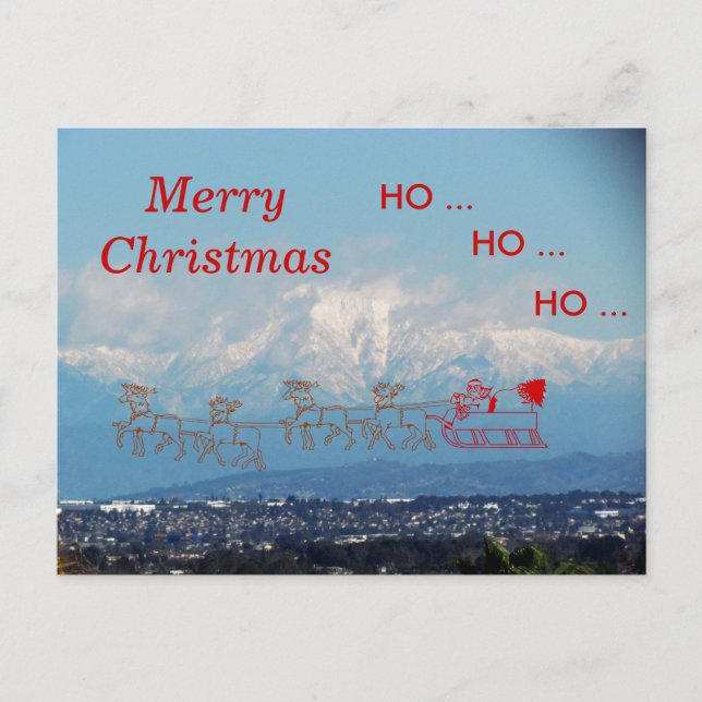 Postkarte - Sleigh und Santa Over SoCal (Vorderseite)