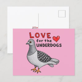 Postkarte Slogan "Love For The Underdogs" Taube