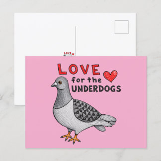 Postkarte Slogan "Love For The Underdogs" Taube