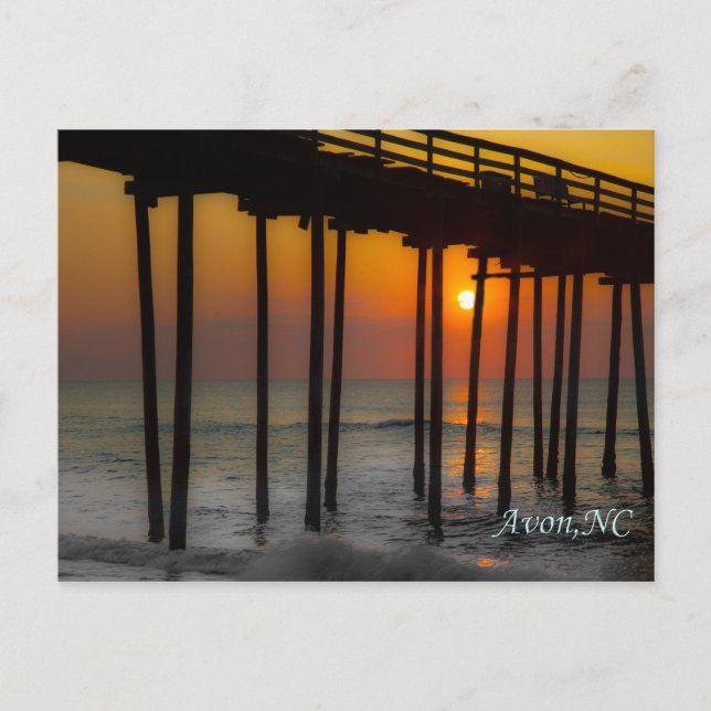 Postkarte - Sonnenaufgang am Pier, Avon, NC (Vorderseite)