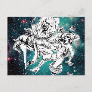 Postkarte "Space Chick" und "Octopus"