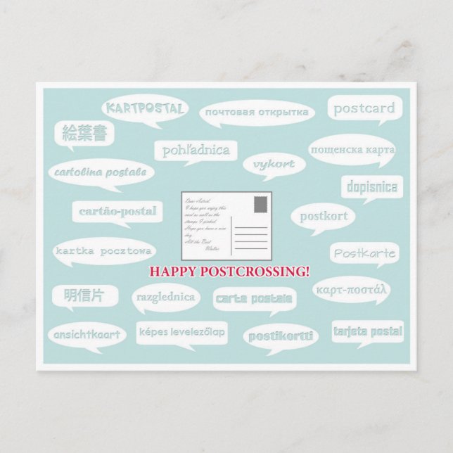 Postkarte "Sprechblasen verschieben" (Vorderseite)