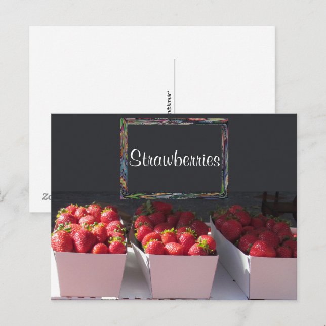 Postkarte - Srawberry-Körbe mit Zeichen (Vorne/Hinten)