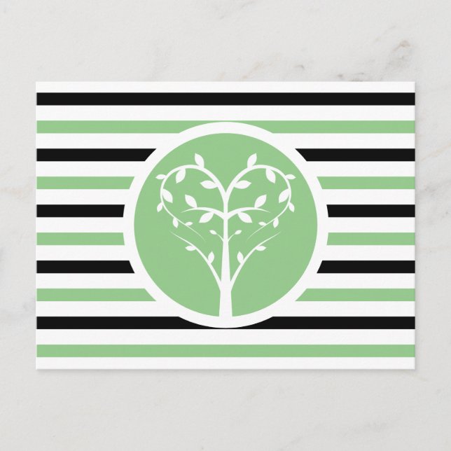Postkarte Striped Chic Heart Tree (Vorderseite)