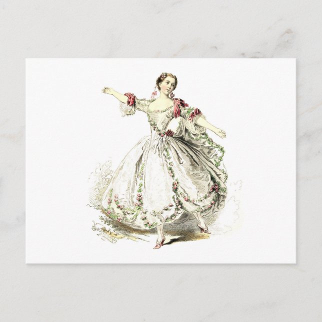 Postkarte - Tanzende Dame in Rosen (Vorderseite)