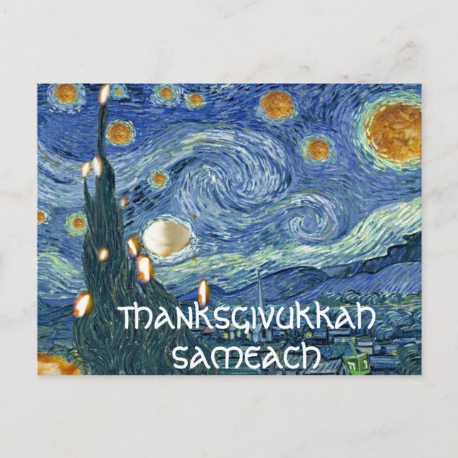 Postkarte: Thanksgivukkah Sameach (Ölige Nacht) Postkarte (Vorderseite)