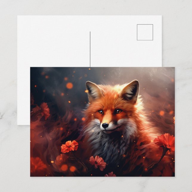 Postkarte The Fox with Shining Stars (Vorne/Hinten)
