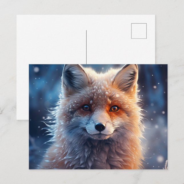 Postkarte The Magic of Foxes in the Snow (Vorne/Hinten)