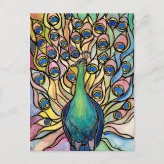 Postkarte Tiffany Peacock Festglas