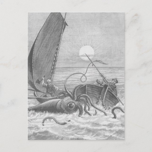 Postkarte "Tintenfisch-Angriff" (Vorderseite)