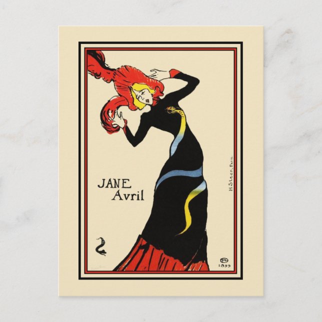 Postkarte: Toulouse Lautrec - Jane Avril Postkarte (Vorderseite)