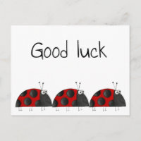 Postkarte viel Glück, Glückwunschkarte, Marienkäfe