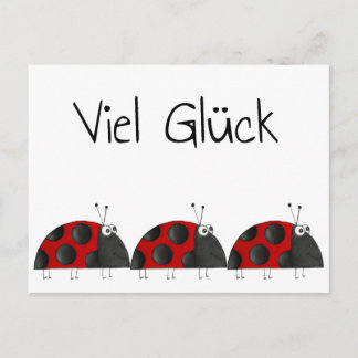 Postkarte Viel Glück, Marienkäfer Glückwunschkarte