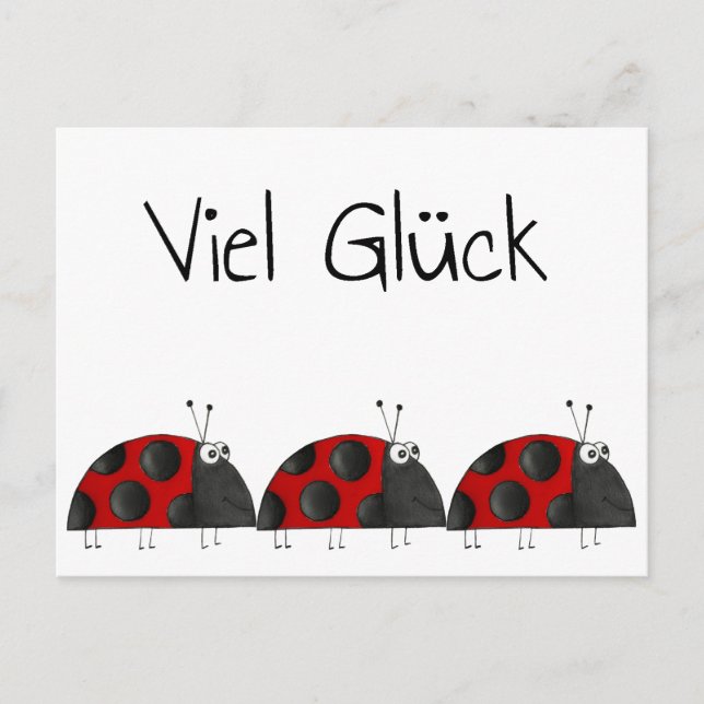 Postkarte Viel Glück, Marienkäfer Glückwunschkarte (Vorderseite)