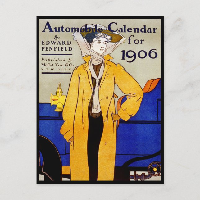 Postkarte: Vintag - Auto Kalender - Feld Postkarte (Vorderseite)