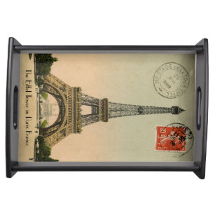 Postkarte Vintag Paris Eiffelturm Tablett