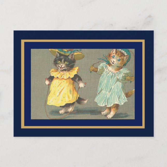 Postkarte Vintag Überspringen Katzen (Vorderseite)