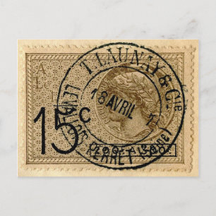 Postkarte - Vintage-französische Briefmarke illust