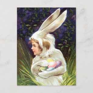 Postkarte Vintage Frohe Ostern! Häschenanzug verst