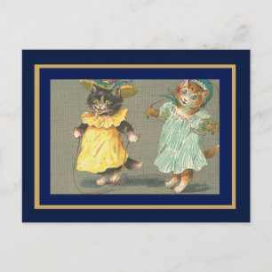 Postkarte Vintage hüpfende Katzen