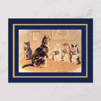 Postkarte Vintage Katzen in der Schule
