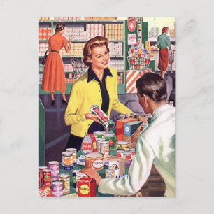 Postkarte Vintage Lebensmittelladen Geschäft Verka