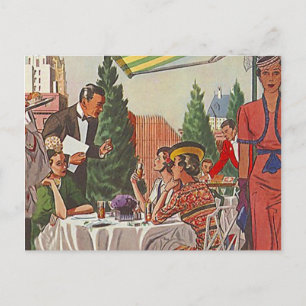 Postkarte Vintage Nachmittags-Tee-Lunch Freunde