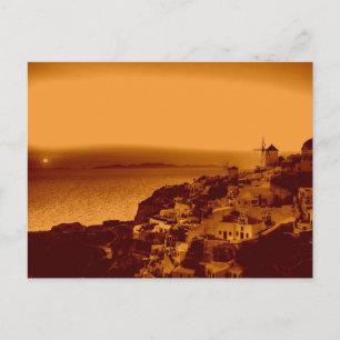 Postkarte Vintage Oia Sonnenuntergang Santorin Gri