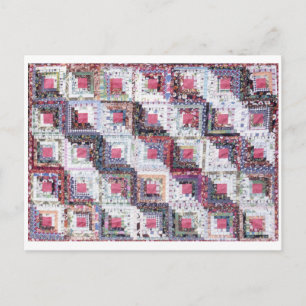 Postkarte vintage Patchwork-Quilt Log Cabin