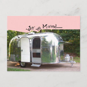Postkarte Vintage Reisemobil Retro Wir sind umgezo